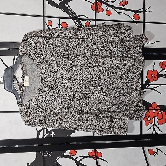Anthropologie t.la Leopard Ruffle Sleeve Tee Boho NWT LP - Picture 1 of 10